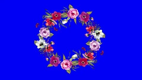Animated flower frame on green screen Stock Footage 151138868