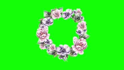 Animated flower frame on green screen Stock Footage 151139329
