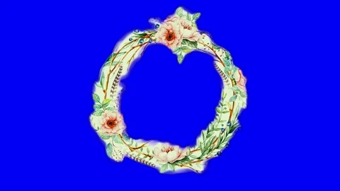 Animated flower frame on green screen Stock Footage 151140476