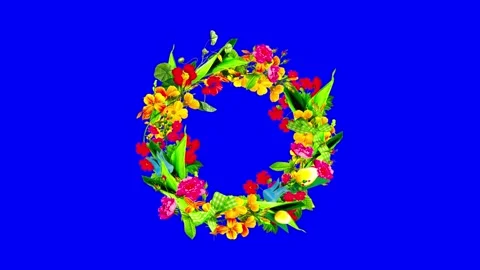 Animated flower frame on green screen Stock Footage 151140998