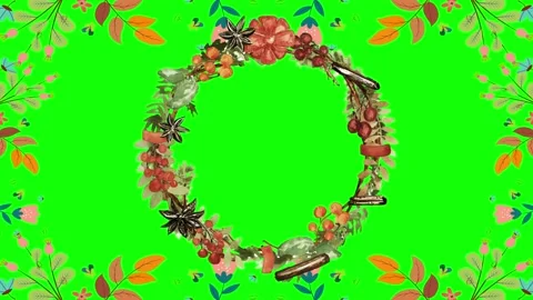 Animated flower frame on green screen Stock Footage 151237828