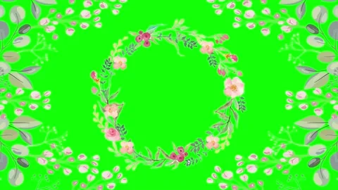 Animated flower frame on green screen	 Stock Footage 151238101