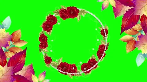 Animated flower frame on green screen Stock Footage 151238554