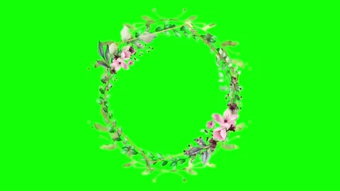 Animated flower frame on green screen Stock Footage 151239927