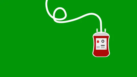 Animated flowing blood tranfusion isolated green copy space background. B Stock Footage 310752353