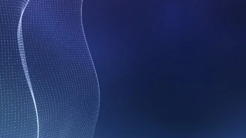 Animated flowing particle dot network backdrop, smooth gradient waves in blue Stock Footage 289756423