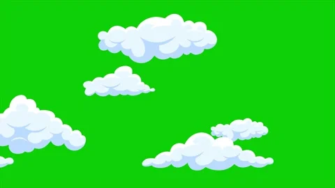 Animated fluffy white clouds drifting slowly across a vibrant green. Stock Footage 320990195