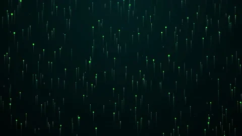 Animated flying green shining lines on a black background. Video stock 199244694