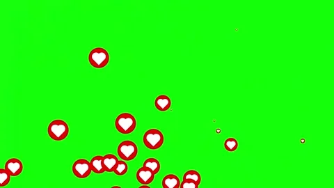 Animated flying hearts on a green screen background, animated love footage Stock Footage 296320267
