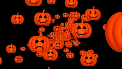 Animated flying Jack o lantern pumpkins overlay transition for video editing Stock Footage 339398609