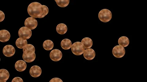 Animated flying from left to right bronze ping pong balls in slow motion Video stock 85333332