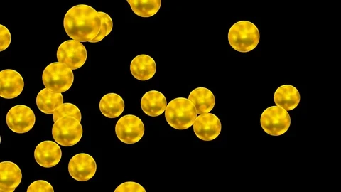 Animated flying from left to right gold ping pong balls in slow motion Video stock 85334780