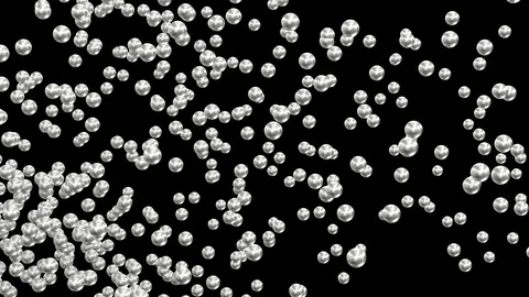 Animated flying a lot of silver ping pong balls Stock Footage 85370944