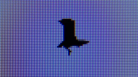 Animated Flying Polygonal Black Bird on Computer Screen Stock Footage 30571322