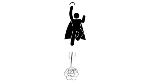 Animated flying superhero loader. stickman hero. fun cartoon. Stock Footage 336761585