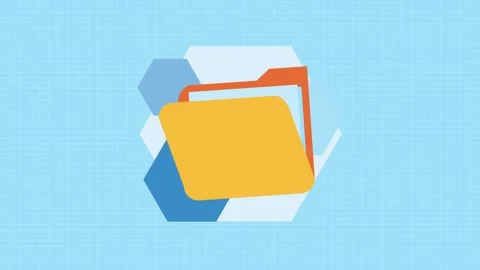 Animated folder icon appearing on geometric background with blue grid for d.. Stock Footage 334530840