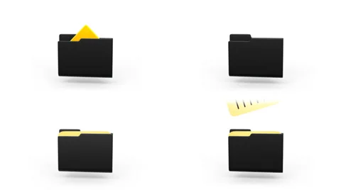 Animated Folder Icons. Black version Stock Footage 30718521