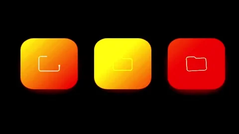 Animated Folder Icons Transitioning with Warm Orange Gradient and Black Bac.. Stock Footage 346532533