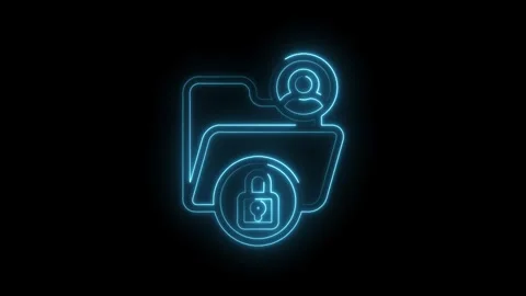 Animated folder with user account profile and encrypted padlock icon securi.. Stock Footage 312308892