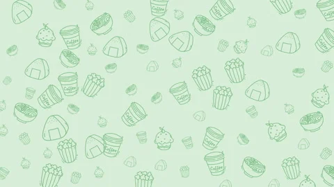 Animated Food Doodle Pattern. Seamless Loop with Bouncing Snack, Coffee, an.. Stock Footage 319714198