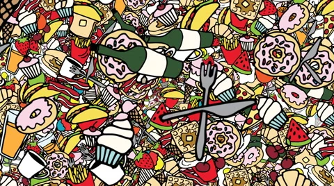 Animated food exploding everywhere background. Stock Footage 54878970