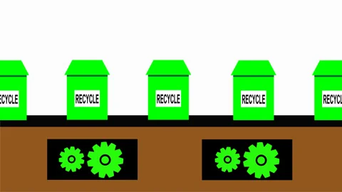 Animated footage visualizing or depicting the recycling process Stock Footage 247544846