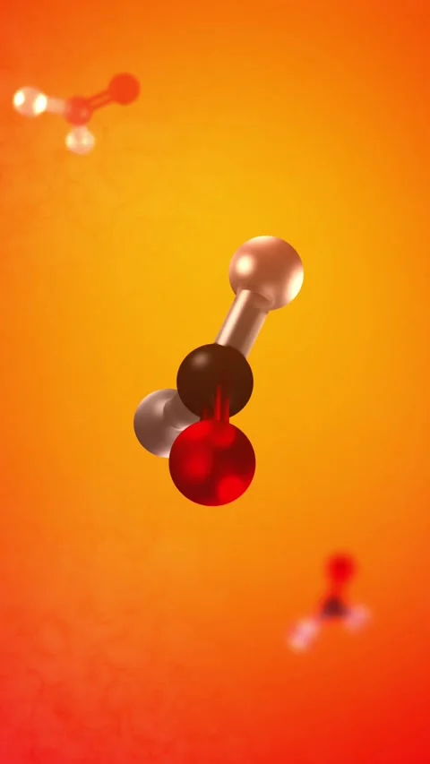 Animated Formaldehyde Molecule Spinning over Orange Cinematic Background - V Видео 337914198