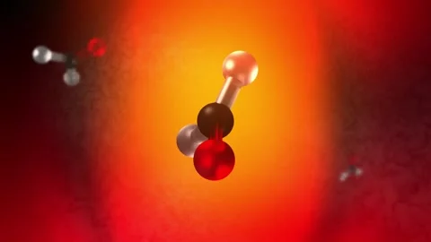 Animated Formaldehyde Molecule Spinning over Orange Cinematic Background Stock Footage 337914200