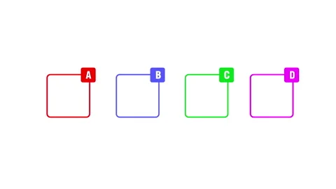 Animated four step infographic process with lettered boxes Stock Footage 340523117