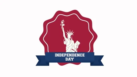 Animated fourth of july independence day emblem with statue of liberty illu.. Stock-Footage 338316722