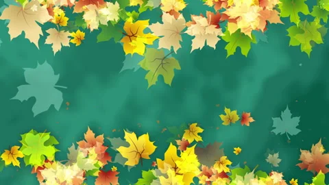 Animated frame with autumn colored leaves. Artistic green background Stock Footage 247396058