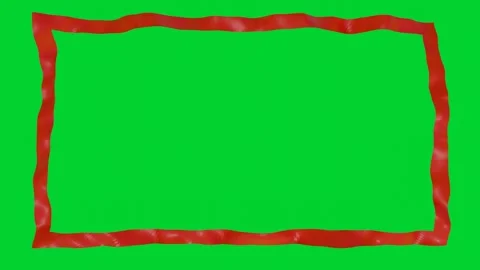 Animated frame of red deforming tape on green background. 3d render looped anima Stock Footage 304650130