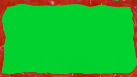 Animated frame of red deforming tape on green background. 3d render looped anima Video stock 304650137