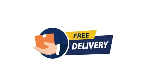 Animated Free Delivery Icon with Package and Hand Stock Footage 342369297