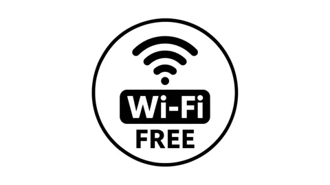 Animated Free Wi-Fi Icon | Wireless Internet Hotspot Sign Motion Graphics Stock Footage 334856465