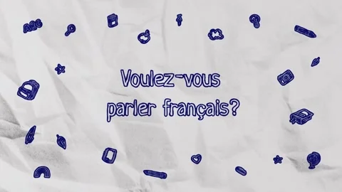 Animated French text "Do you really want to speak French?" on crumpled paper Stock Footage 280682377