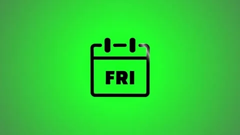 Animated friday calendar icon in a dynamic motion on a vibrant green screen.. Видео 346491130
