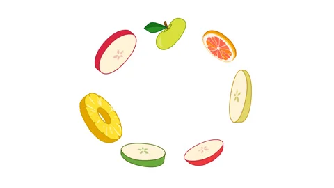Animated fruit exploding on the various pieces. Alpha channel Stock Footage