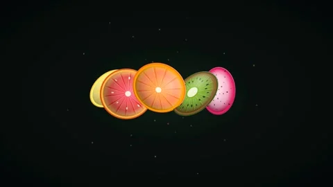 Animated Fruit Slice Loop - Colorful Citrus Food Marketing Backdrop 库存影片 341565208