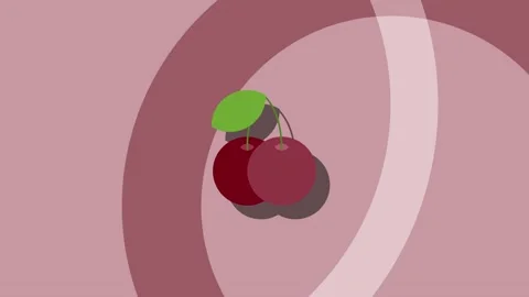 Animated fruit symbol of Cherry berries on a maroon background. Seamless loop Stock Footage 175406192