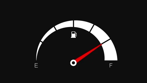 Animated Fuel Gauge from Empty to Full, Black and White Fuel Level Indicator Video stock 316959787