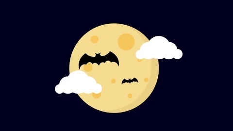Animated full moon with flying bats motion graphic for Halloween background.. Stock Footage 336590402