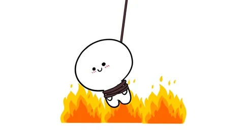 Animated Fun Ghost Bound and Floating with Fire Below - White Background Stock Footage 282784493