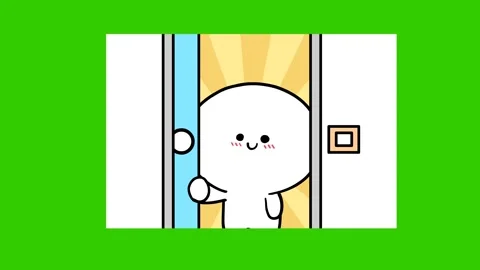 Animated Fun Ghost Opening Door - Green Screen Stock Footage 282784504