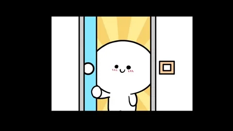 Animated Fun Ghost Opening Door - Transparent Background Stock Footage 282784575