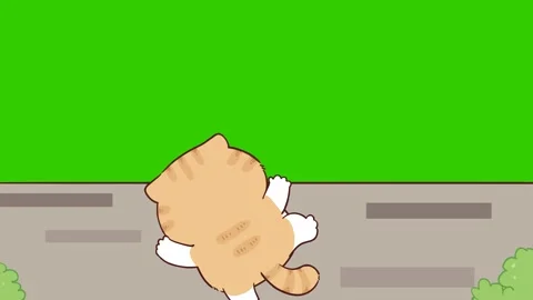 Animated Funny Cat Climbing Wall to Escape - Green Screen Stock Footage 282789256