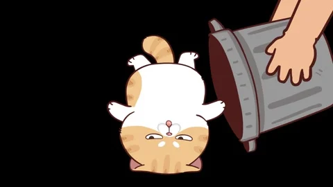 Animated Funny Cat Dumped in Trash - Transparent Background Video stock 282789057