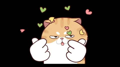 Animated Funny Cat Making Mini Heart Gesture - Transparent Background Видео 282789138