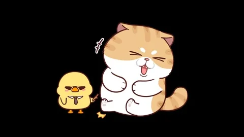 Animated Funny Cat Tickled by Stick and Laughing - Transparent Background Stock Footage 282790111