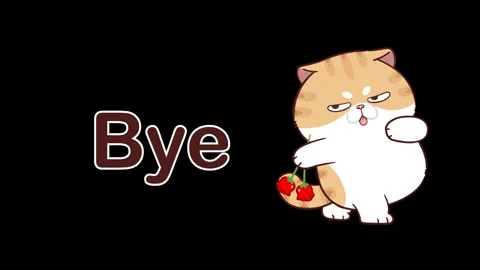 Animated Funny Cat Walking with a Rose Saying Goodbye - Transparent Backgroun Video stock 282789242